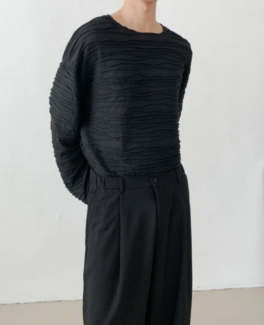 淨色暗紋長袖衫 MALENKII-061T