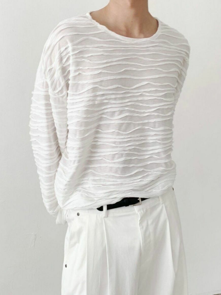 淨色暗紋長袖衫 MALENKII-061T