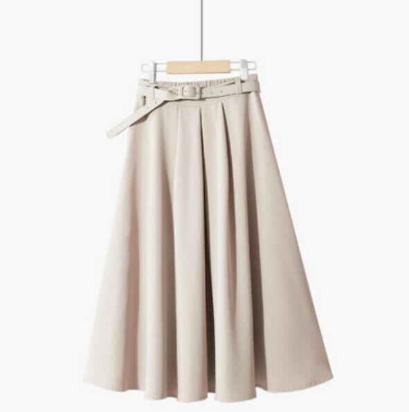 Chiffon skirt [Apricot narrow waistband-one-size elastic waistband]