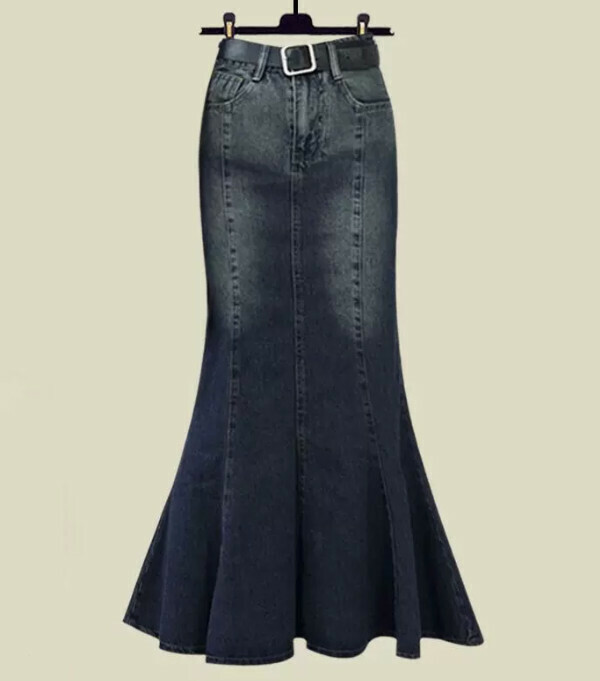 Denim Mermaid Skirt #Single Piece (Blue) (M-4XL) (Contact customer service to confirm size after placing an order) 