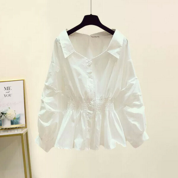Flesh-covering shirt top#Single piece (white) (M-4XL) (Contact customer service to confirm size after placing an order) 