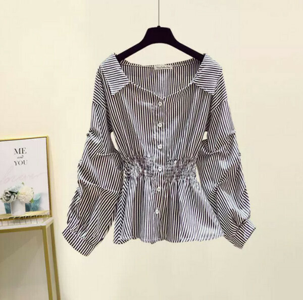 熱推條紋上衣#單件(黑白)(M-4XL碼) (下單後聯系客服確認尺碼) 