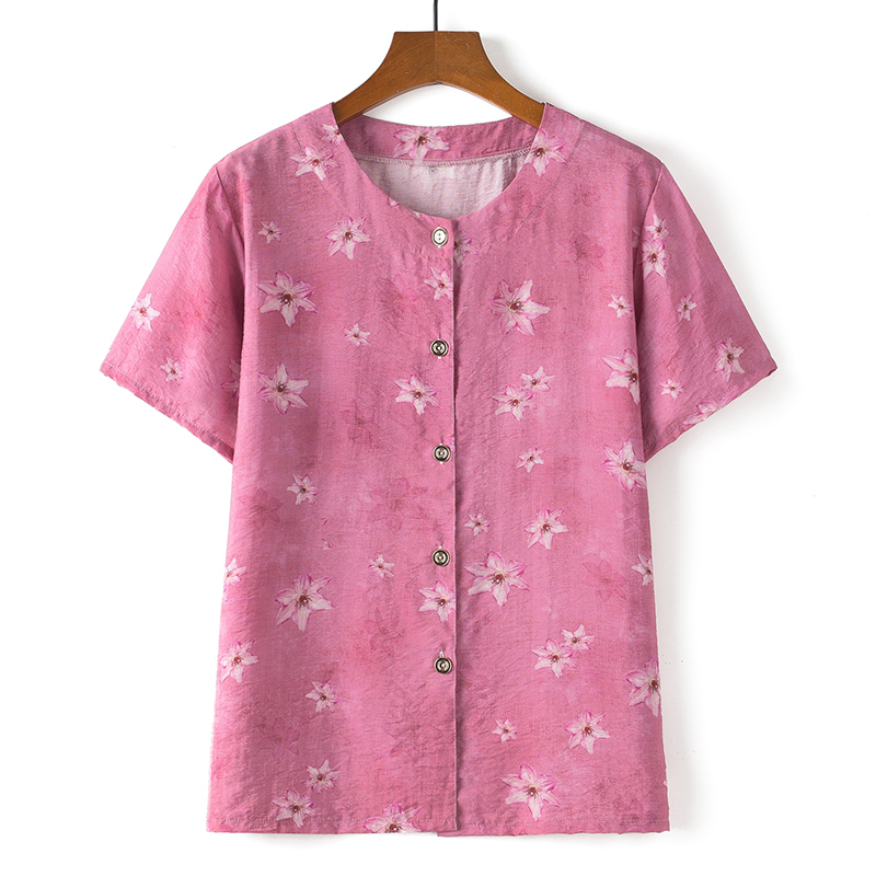 Middle-aged and elderly short-sleeved cotton thin shirt (XL-5XL size 11 color (top)) [After placing an order, please contact customer service to confirm the shipping size]