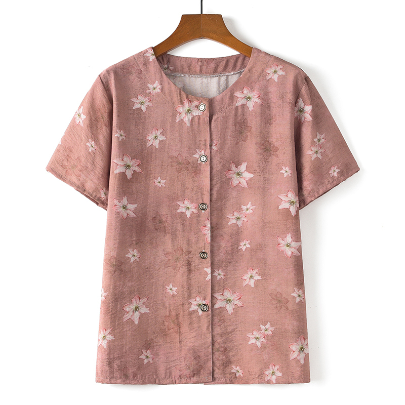 Middle-aged and elderly short-sleeved cotton silk thin shirt (XL-5XL size 12 color (top)) [After placing an order, please contact customer service to confirm the shipping size]