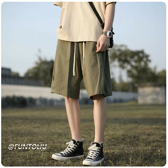 熱推抽繩短褲男夏季（淺綠色【M_2XL碼】（下單後聯繫客服確認發貨尺碼）