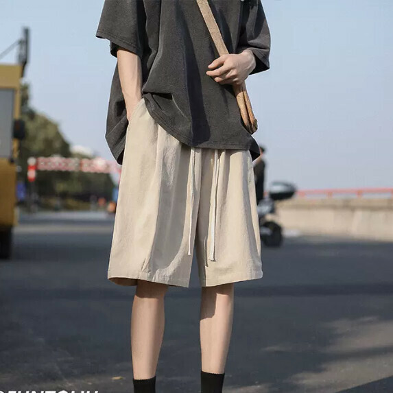 熱推抽繩短褲男夏季（杏色【M_2XL碼】（下單後聯繫客服確認發貨尺碼）
