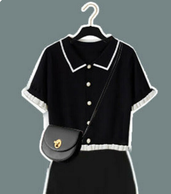 Slim Polo Neck Top#Single Piece (Black) (M-4XL) (Contact customer service to confirm size after placing an order) 
