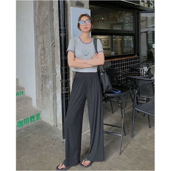 Ice Silk Pleated Wide-leg Pants Anti-mosquito Sunscreen Pants [Black] [M-L Size] [Contact Customer Service to Confirm Size after Placing an Order]