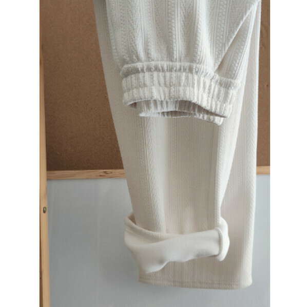 High-waisted straight-leg thin knitted wide-leg pants [wheat ears and fleece - off-white] [S-XL size] [Contact customer service to confirm size after placing an order]