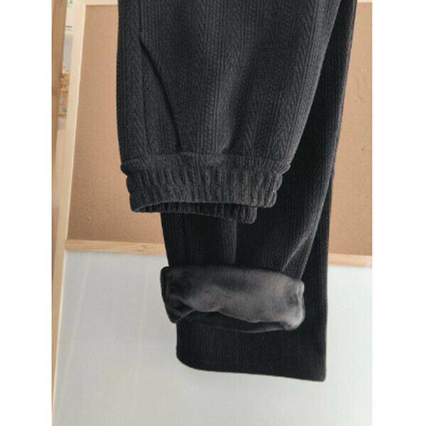 High-waisted straight-leg slim knitted wide-leg pants [Wheat Ears and Fleece - Black] [S-XL size] [Contact customer service to confirm size after placing an order]
