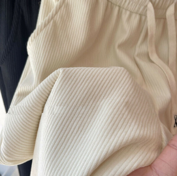 High-waisted straight-leg slim knitted wide-leg pants [corduroy and fleece - white] [S-XL size] [Contact customer service to confirm size after placing an order]