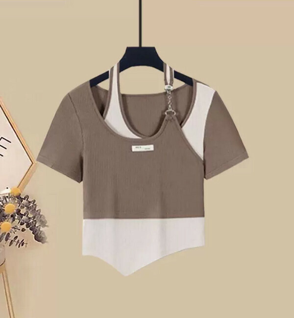 Halterneck Top (One) (Brown) (M-4XL) (Contact customer service to confirm size after ordering) 