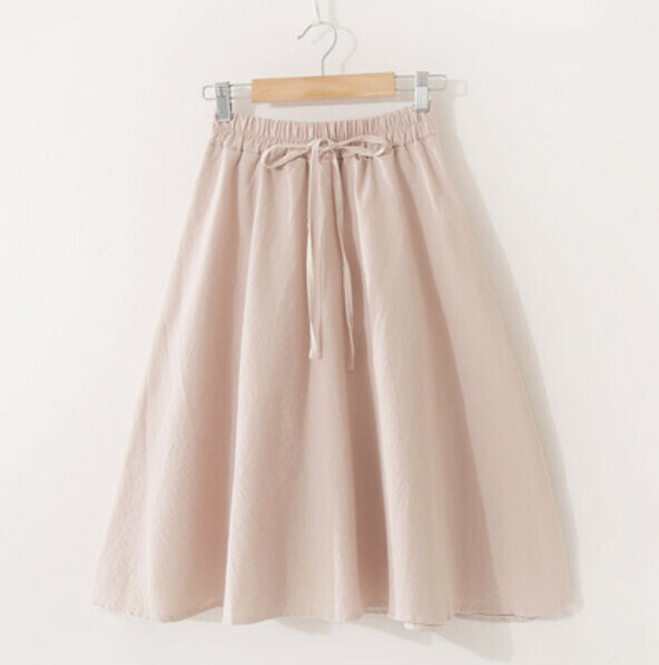 Small fresh elastic high-waisted skirt (retro apricot [solid color without buttons] one-size-fits-all)