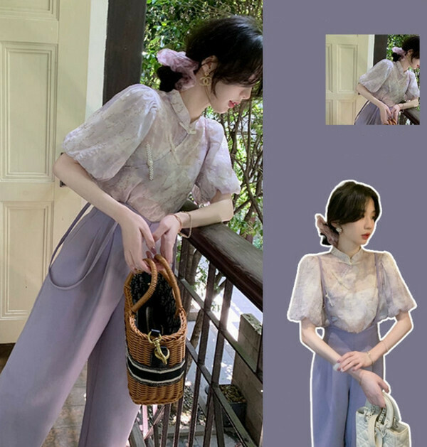 Fashionable Buckle Shirt#Single Piece (Light Purple) (M-4XL) (Contact customer service to confirm size after placing an order) 