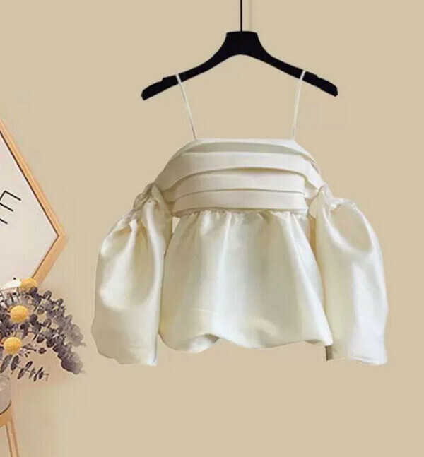 Temperament Straight Neck Off-the-Shoulder Top#Single Piece (Off-White) (M-4XL) (Contact customer service to confirm size after placing an order) 