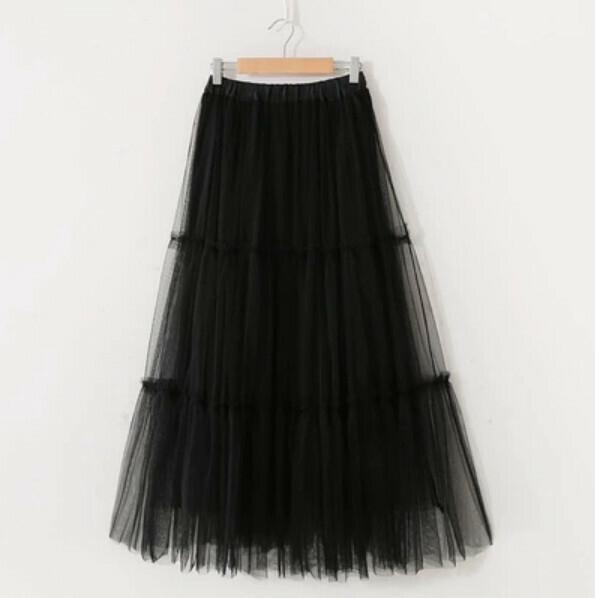 Mesh fishtail panelled skirt [black - one-size-fits-all elasticated waist]