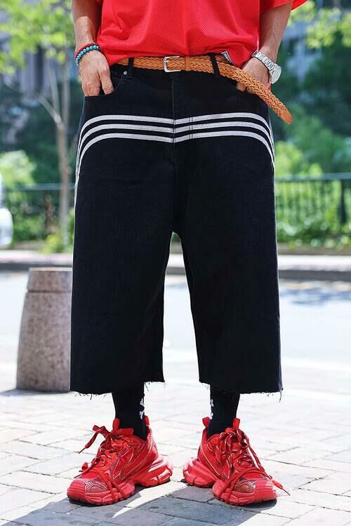 寬鬆線條牛仔短褲