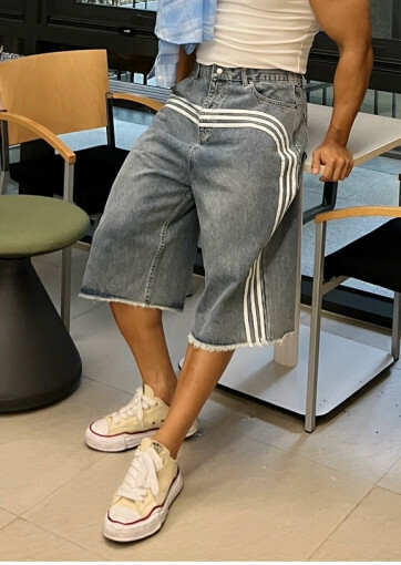 寬鬆線條牛仔短褲