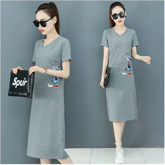 Casual Dress [Gray] (M-4XL) (Contact customer service to confirm size after placing an order)