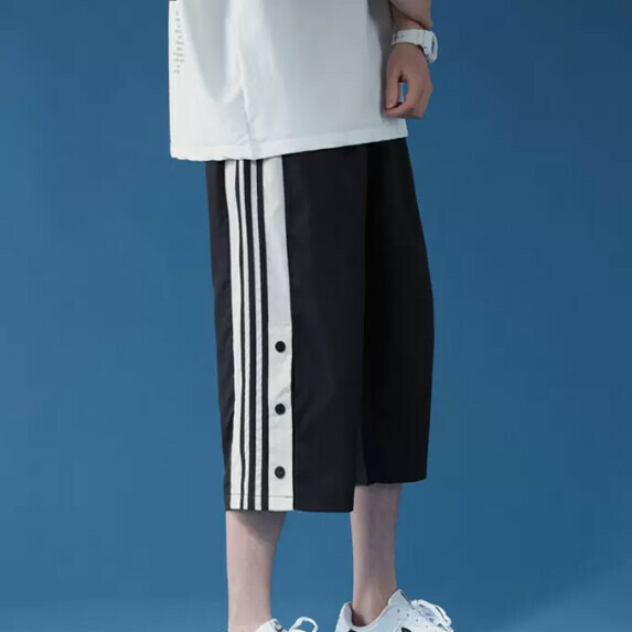 熱賣排扣短褲男夏季（七分黑色【M_5XL碼】（下單後聯繫客服確認發貨尺碼）