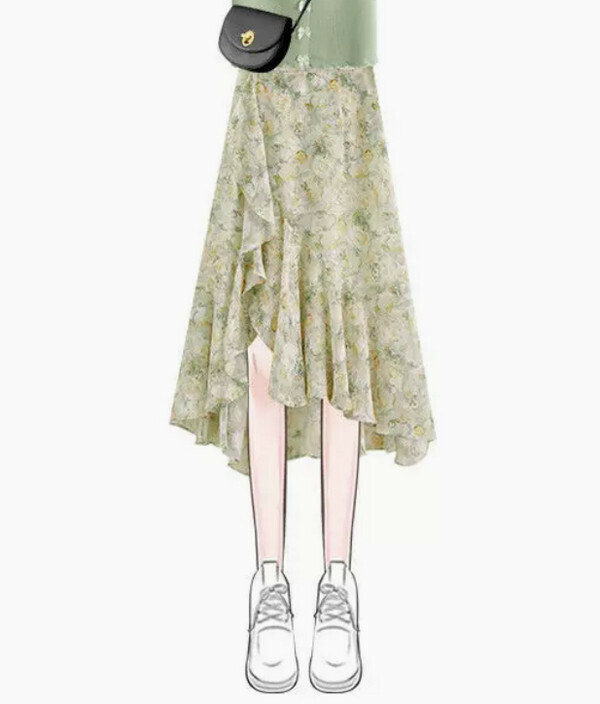 Floral skirt#Single piece (green) (M-4XL) (contact customer service to confirm size after placing an order) 