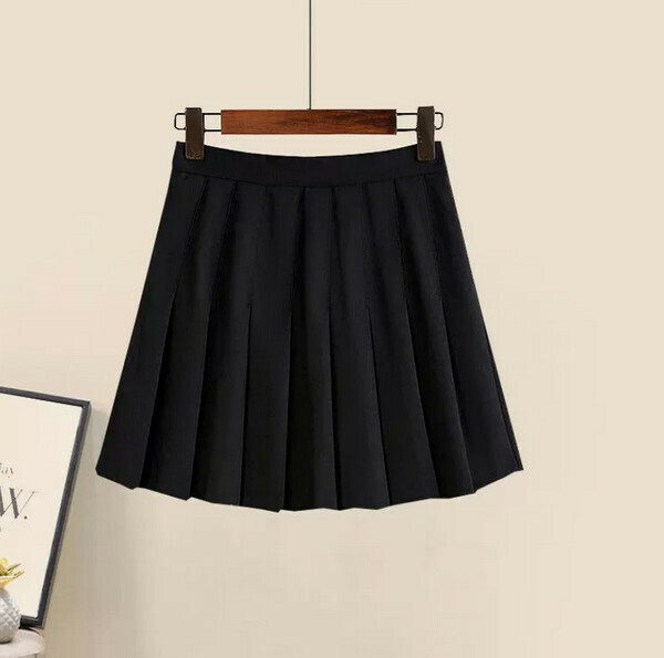 Slim Pleated Skirt - Short Skirt Single Piece (Black) (M-4XL Size) (Contact customer service to confirm size after placing an order) 