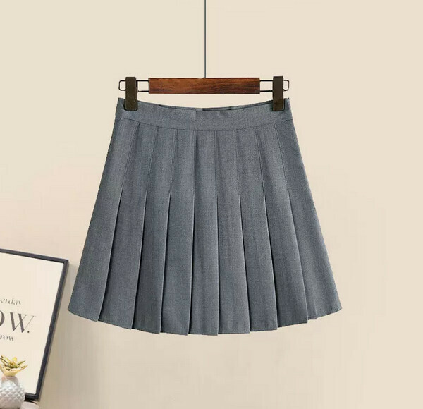 Slim Pleated Skirt - Short Skirt Single Piece (Gray) (M-4XL Size) (Contact customer service to confirm size after placing an order) 