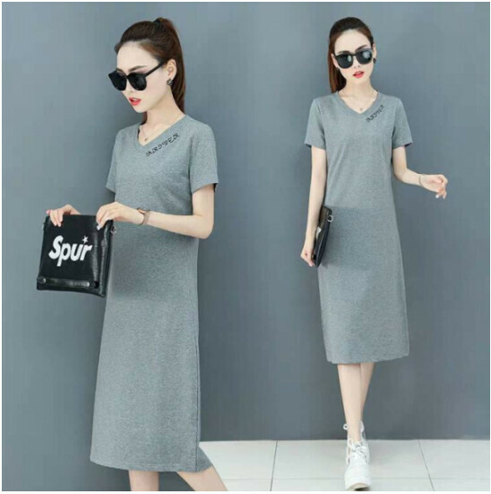 Midi Casual Dress [Gray] (M-3XL) (Contact customer service to confirm size after placing an order)