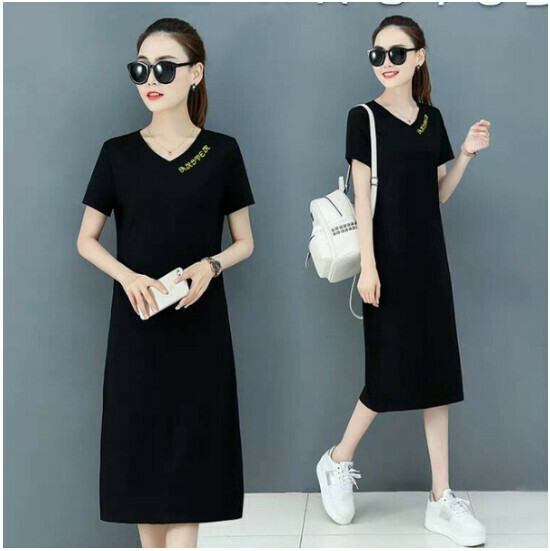 Midi Casual Dress [Black] (M-3XL size) (Contact customer service to confirm size after placing an order)