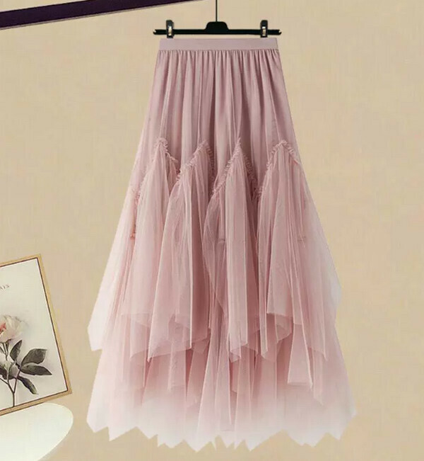 Irregular Mesh Skirt #Single Piece (Pink) (M-4XL) (Contact customer service to confirm size after placing an order) 
