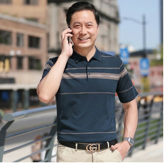 Lapel Short Sleeve T-Shirt [212 Blue] Size [M-4XL] [Contact Customer Service to Confirm Shipping Size after Placing an Order]