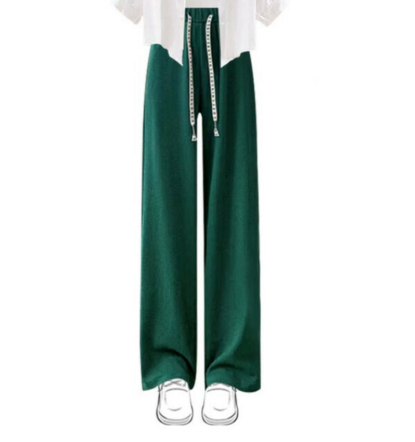 爆款休閑闊腿褲#單件(綠色)(M-4XL碼) (下單後聯系客服確認尺碼) 