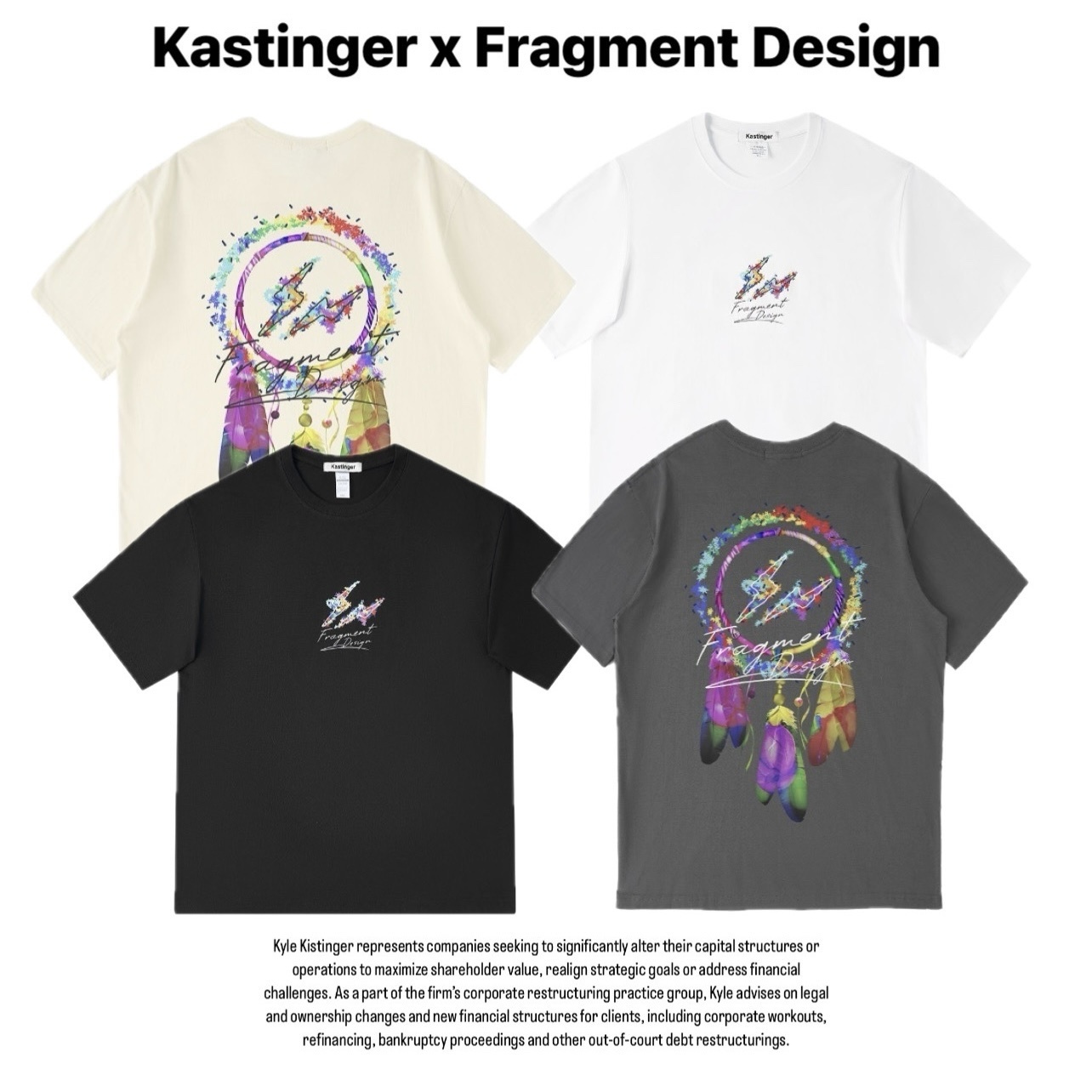聯名 Kastinger X Fragment Design 胸口繽紛彩色小閃電 背後捕夢網大閃電 藤原浩 短袖 短T TEE J-RHML240KT3018