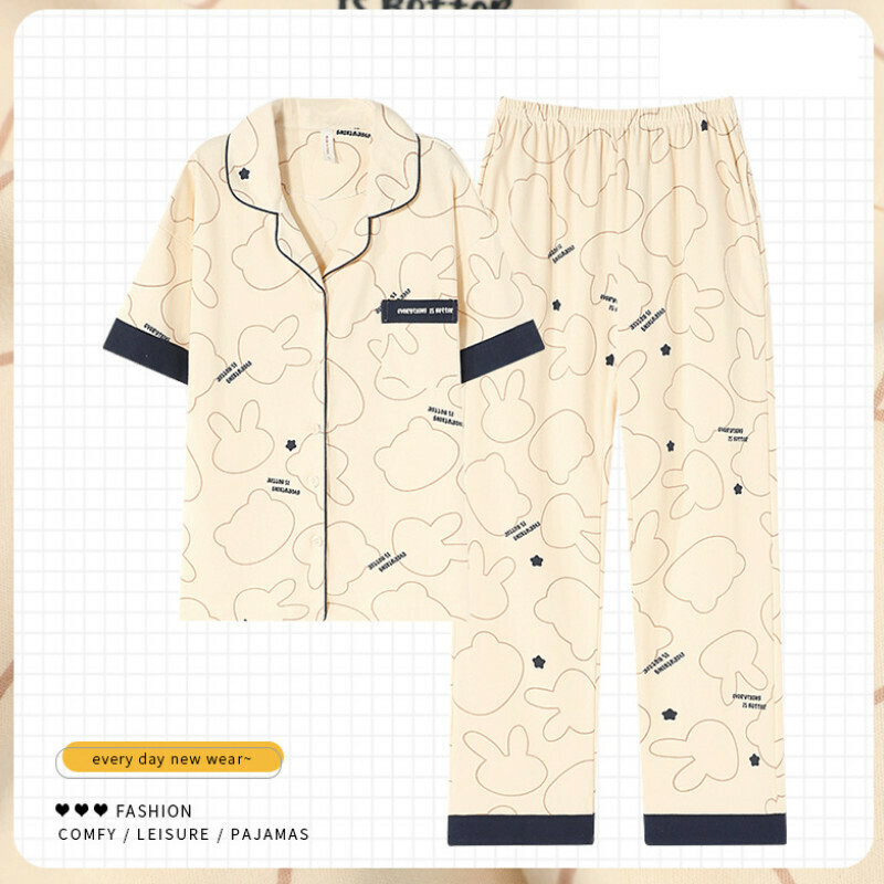 爆款短袖長褲睡衣套裝【M-XXXL碼 ZY-8565】【下單后聯絡客服確認發貨尺碼 】