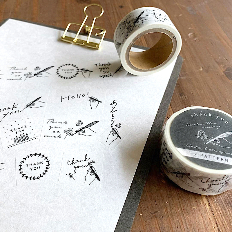 Oeda Letterpress Washi Tape－Handwritten Thank you | **1m Length**