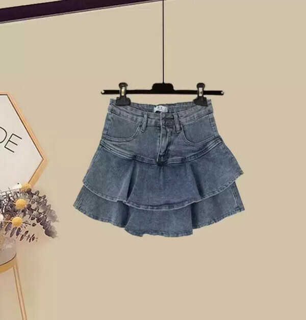 Denim skirt#Single piece (blue) (M-4XL) (Contact customer service to confirm size after placing an order)  