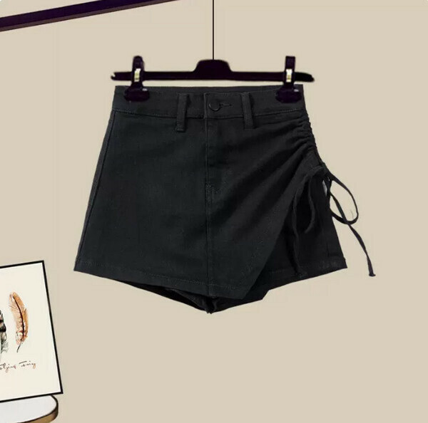 Drawstring Denim Short Pants #Single Piece (Black) (M-4XL) (Contact customer service to confirm size after placing an order) 