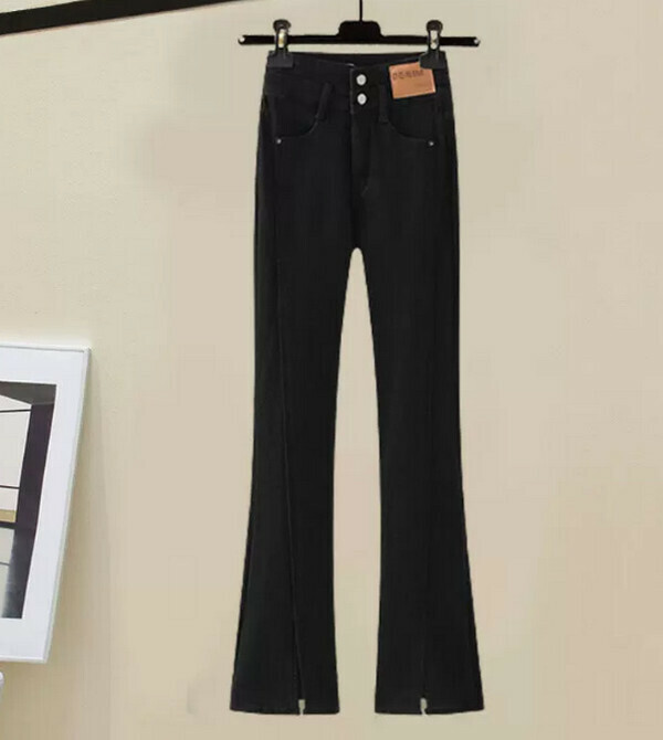Leg Slit Jeans#Single Piece (Black) (M-4XL) (Contact customer service to confirm size after placing an order) 