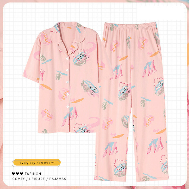 Short sleeve and long pants pajama set [M-XXXL size ZY-8566] [Contact customer service to confirm the shipping size after placing an order]