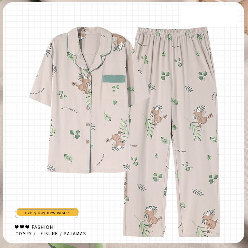 Short sleeves and long pants pajama set [M-XXXL size ZY-8567] [Contact customer service to confirm the shipping size after placing an order]