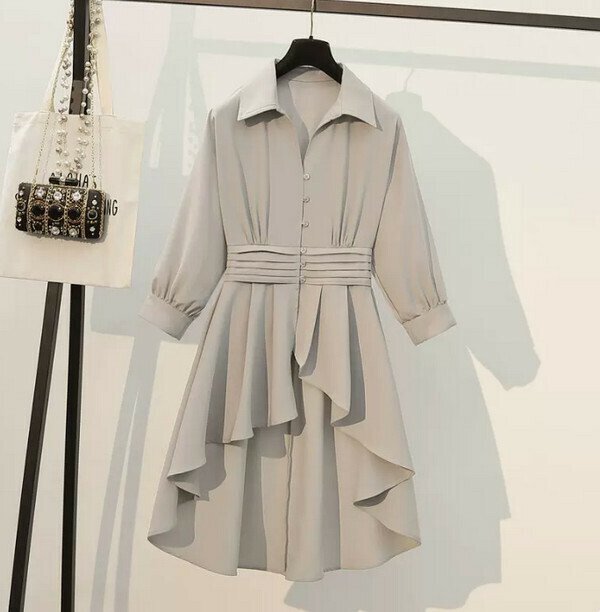 Irregular Skirt Top#Single Piece (Gray) (M-4XL) (Contact customer service to confirm size after placing an order) 