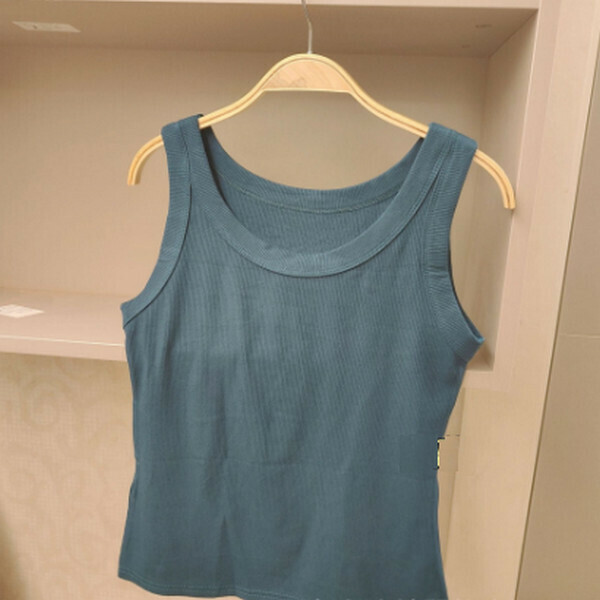 Round neck threaded cotton sling anti-light vest [hole blue] [80-130 pounds one size]