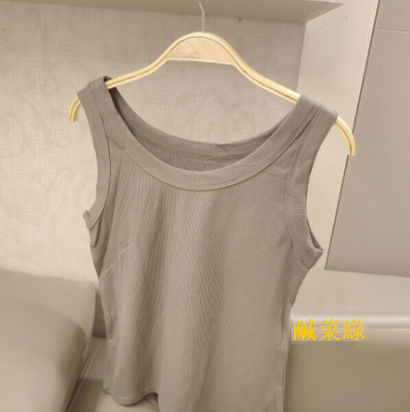 Round neck threaded cotton camisole anti-light vest【  Pickle greens] [80-130 lbs per foot]