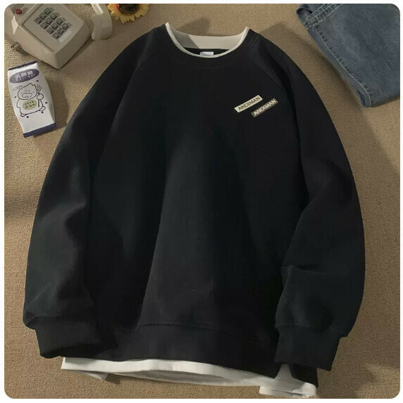 熱賣假兩件衛衣（黑色【M_2XL碼】（下單後聯繫客服確認發貨尺碼）