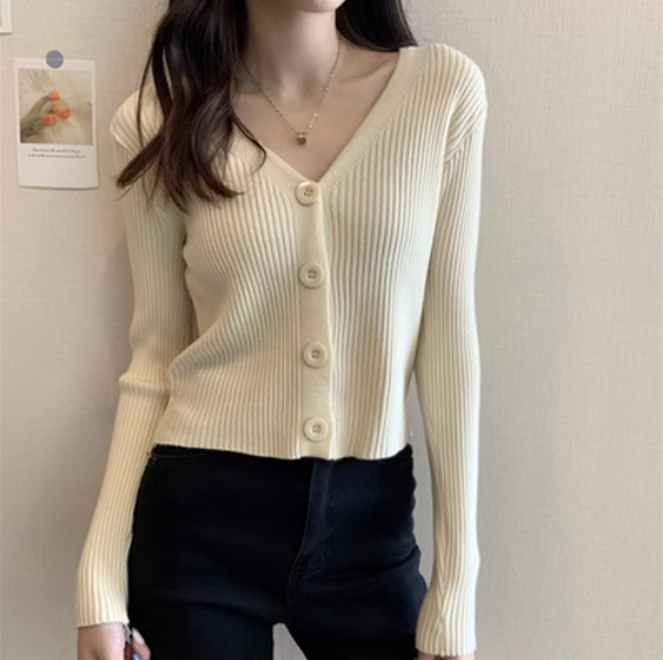 Sweater Versatile Gentle Knit Cardigan (Apricot) (Size: One Size)