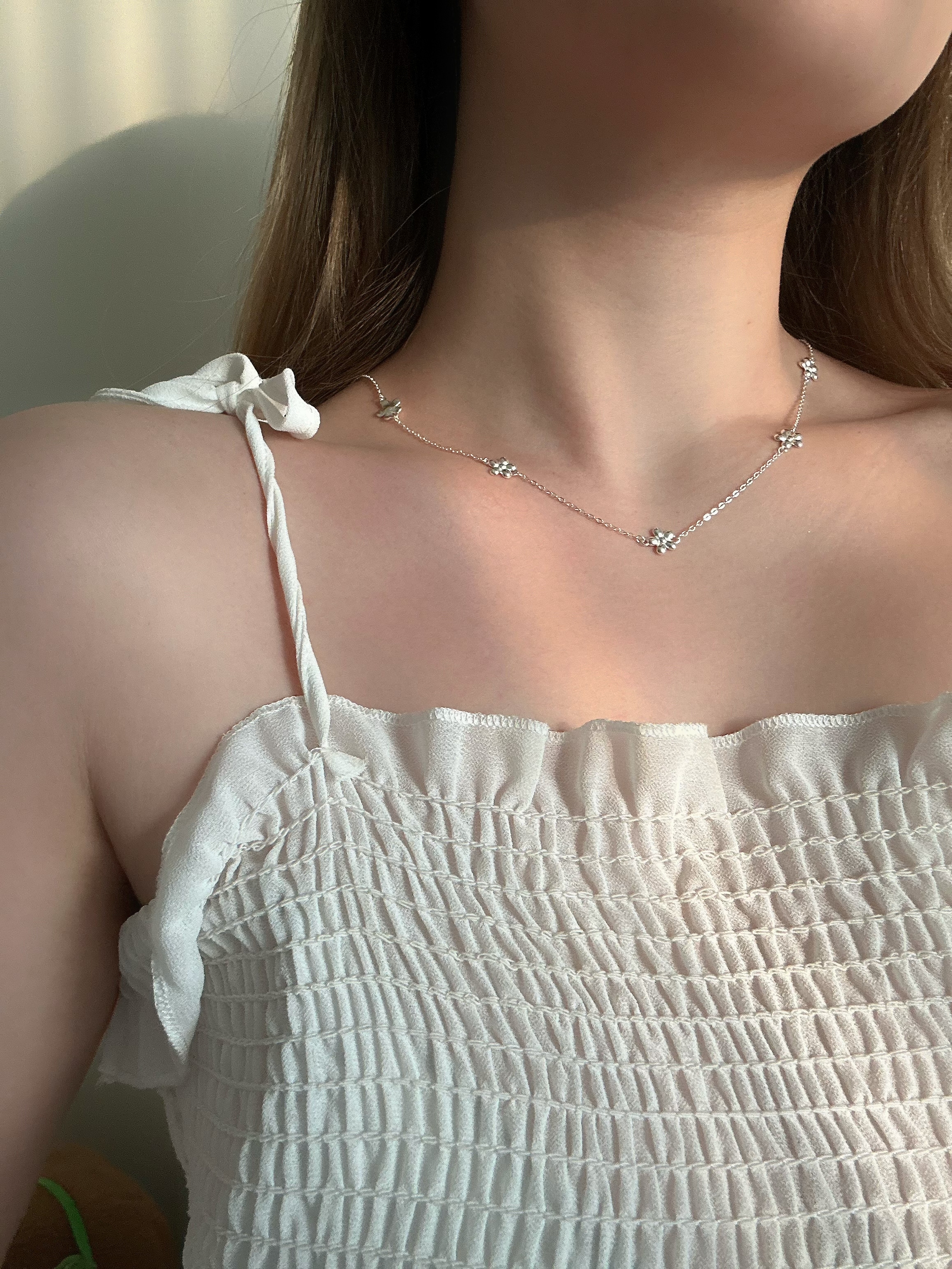 繁花．分佈式小花純銀鎖骨鏈