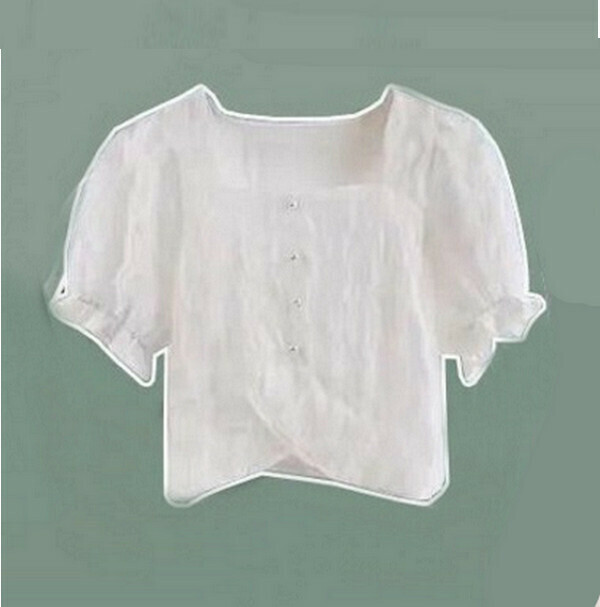 Women's - Square Neck Short Sleeve # Single Piece (White) (M-4XL Size) (Contact customer service to confirm size after placing an order) 