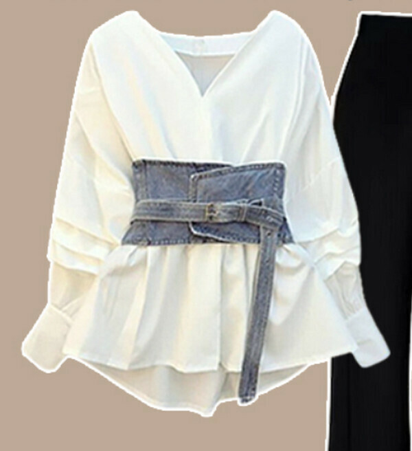 Women's Shirt + Tunic (White) (M-4XL) (Contact customer service to confirm size after placing an order) 
