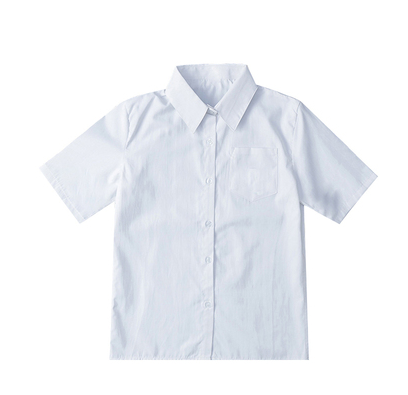 Solid color short-sleeved blouse (pure white) (size: XS-XXL) (contact customer service to confirm the shipping size after placing an order)