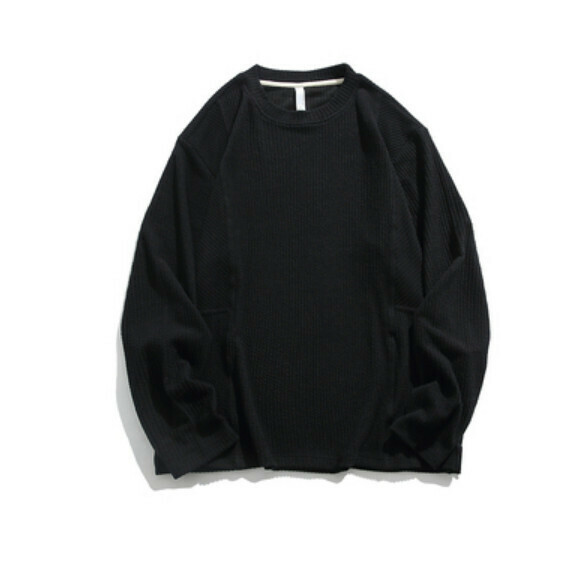 新款簡約純色凹凸圓領衛衣（啞光黑色）【S-2XL碼】【下單後聯絡客服確認發貨尺碼】